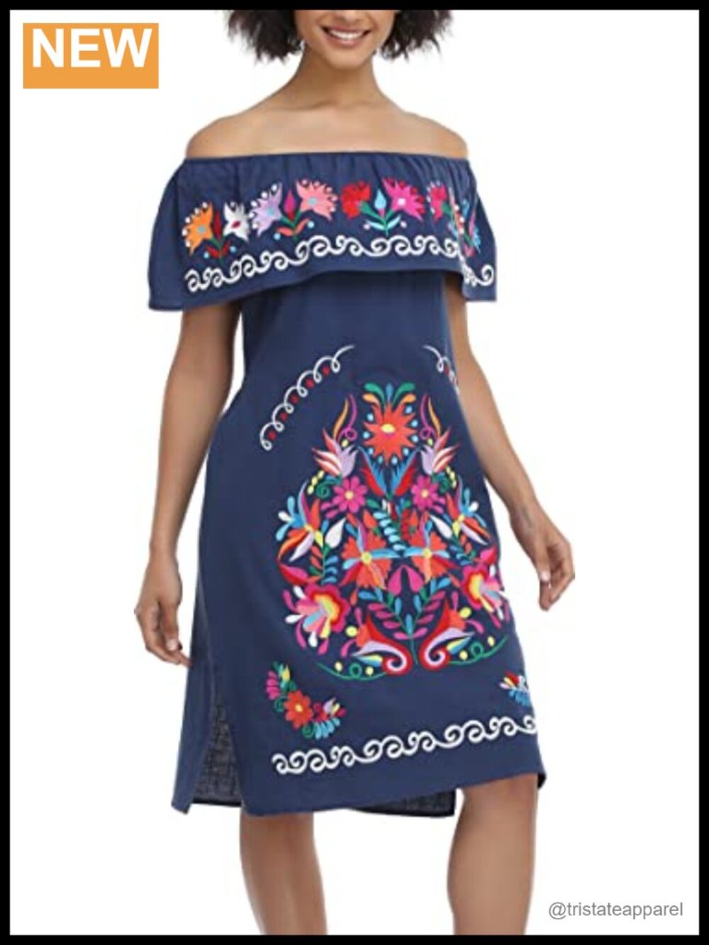 Mexican Embroidered Off Shoulder Ruffle Collar Summer Dress Plus Size